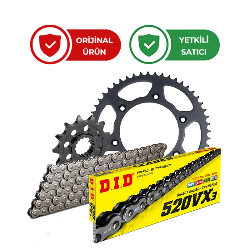 D.I.D Yamaha Tenere 700 Zincir Dişli Seti VX3 Çelik 15-46T/122L 25 ve Sonrası