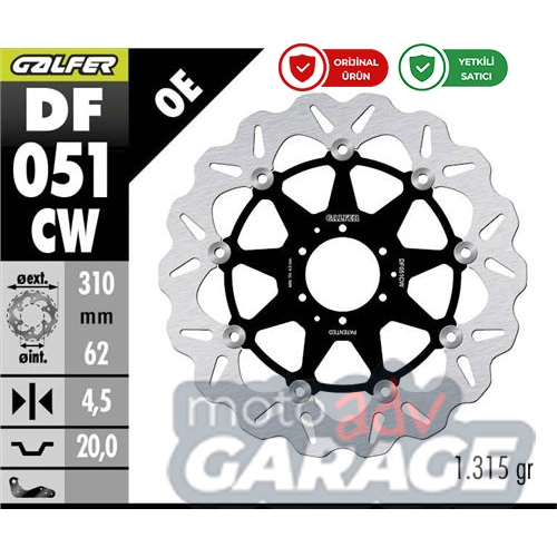 Galfer Honda Crf 1100 L Africa Twin için Ön Fren Diski  DF051CW