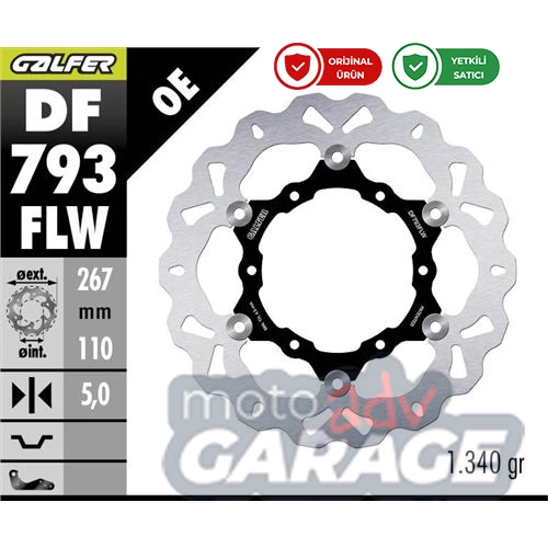 Galfer KTM 1050 Adventure için Arka Fren Diski  DF793FLW
