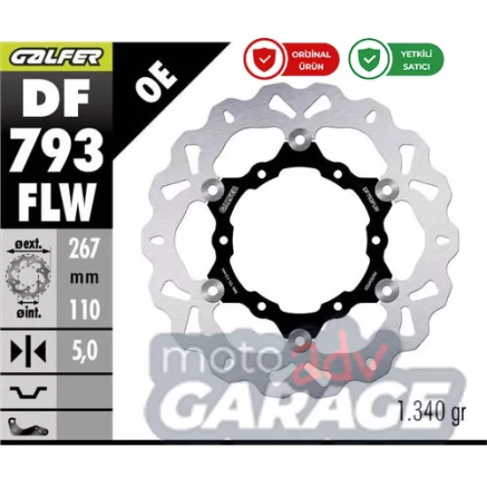 Galfer KTM 1050 Adventure için Arka Fren Diski  DF793FLW