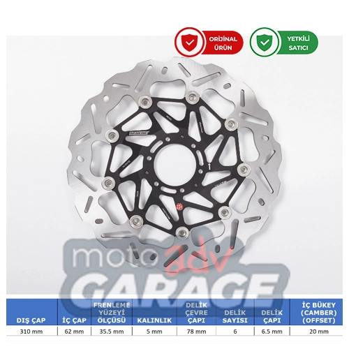 Braking Honda Crf 1100 L Africa Twin için Ön Fren Diski Sol WK140L